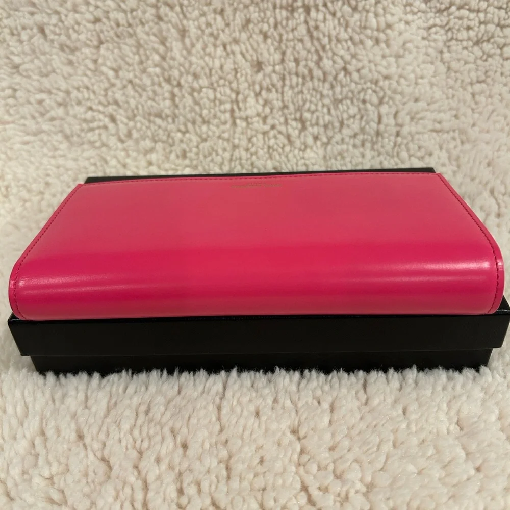 YSL Continental Leather Wallet in Pink